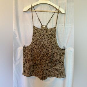 Aerie Leopard Print Sleeveless Romper - Black & Brown / Large